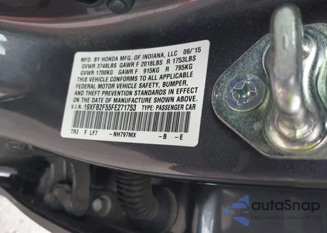 2015 Honda Civic Lx from USA, damaged, VIN 19XFB2F55FE271753